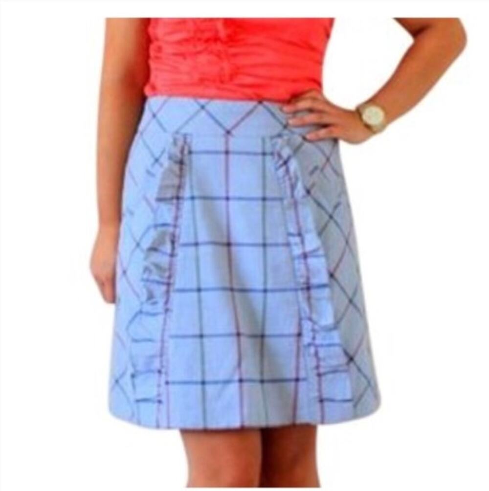 Anthro Edme & Esyllte Plaid Print Ruffle Skirt Size 12